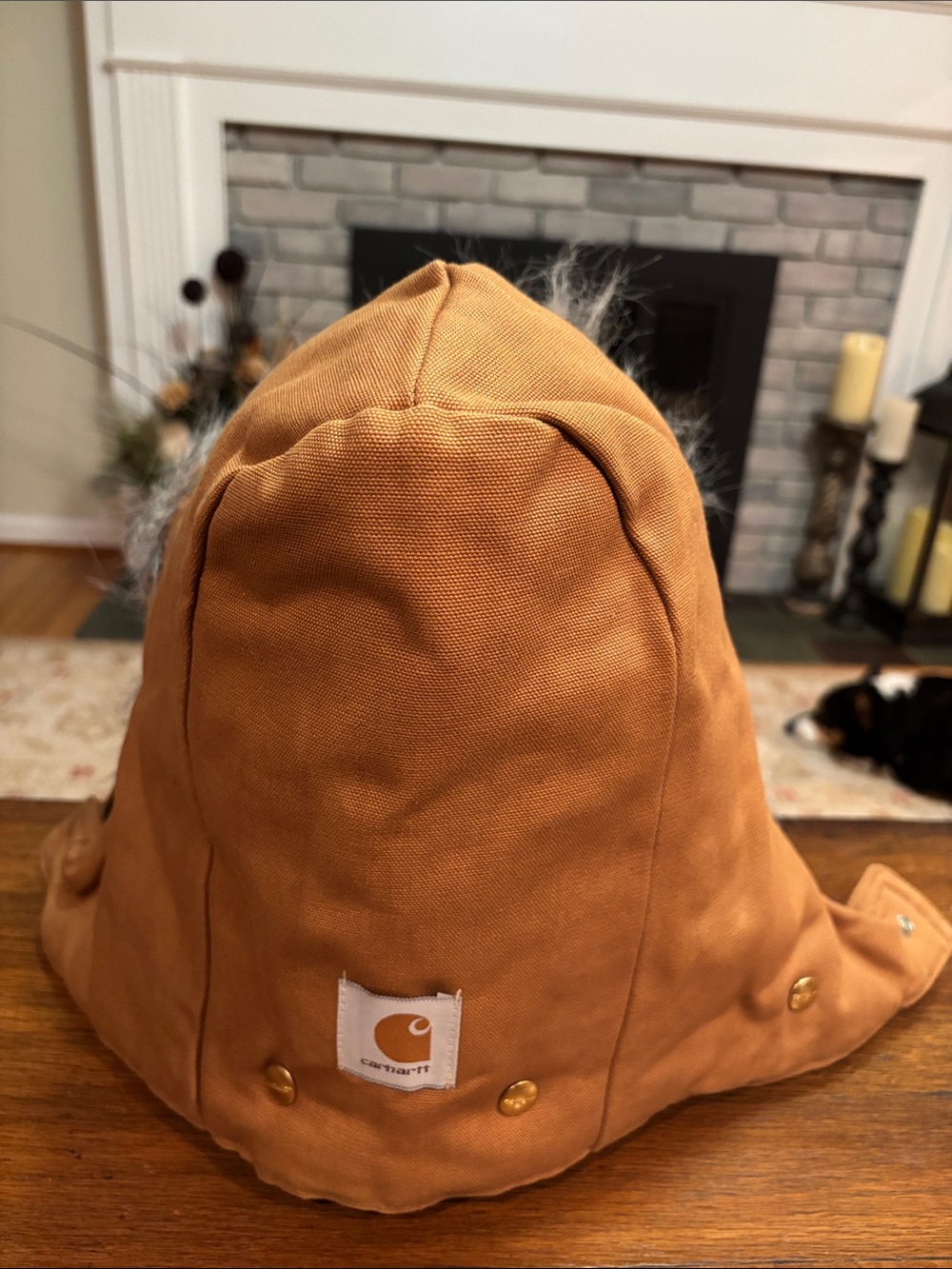 Vintage Carhartt Canvas Hood in Tan Brown snap